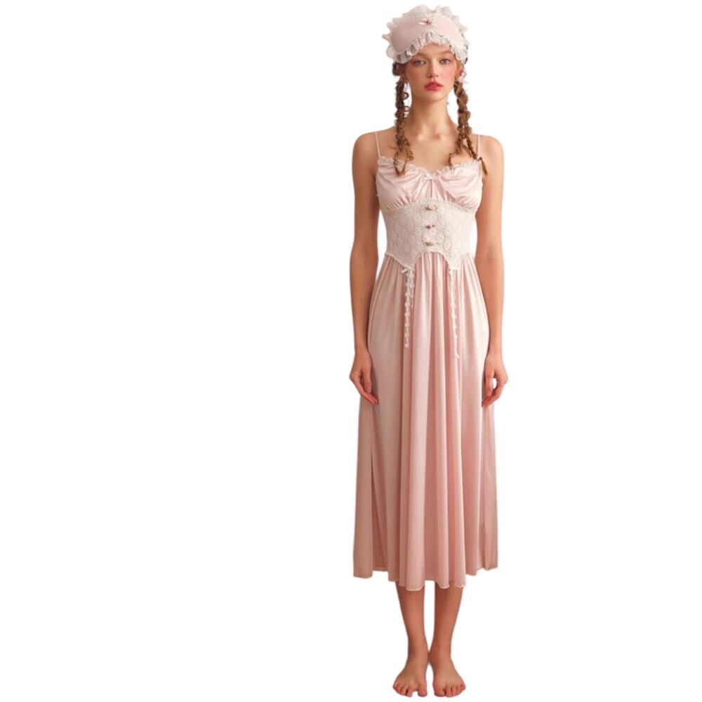 LaceMade Collection Satin Slip Dress Romantic Coquette Milkmaid Sexy Lace XL